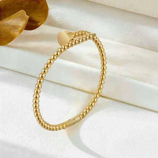 Gold Ball Nail Bangle, Gold Stacking Bangle, Stainless Steel