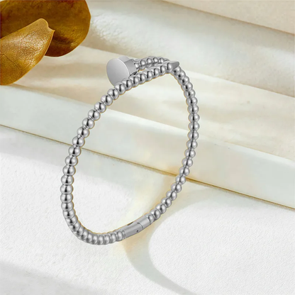 Silver Ball Nail Bangle, Bead Stacking Bangle