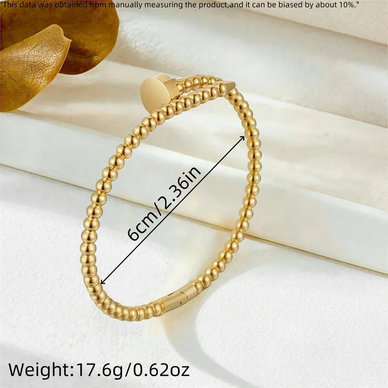 Gold Ball Nail Bangle, Gold Stacking Bangle, Stainless Steel