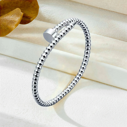 Silver Ball Nail Bangle, Bead Stacking Bangle