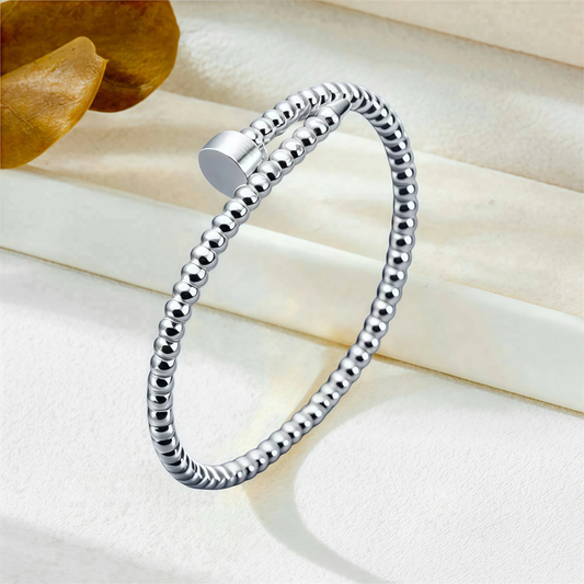 Silver Ball Nail Bangle, Bead Stacking Bangle