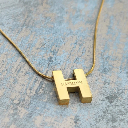 18k Gold Plated Necklace with H Pendant
