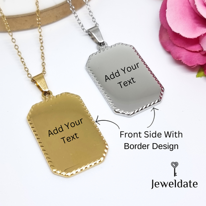 Personalised Necklace Engraved Rectangle Pendant Necklace, Custom Necklace Jewellery Gift