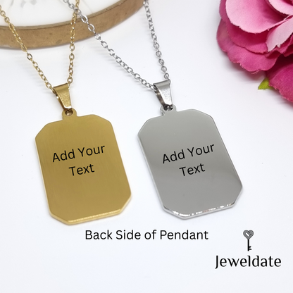 Personalised Necklace Engraved Rectangle Pendant Necklace, Custom Necklace Jewellery Gift