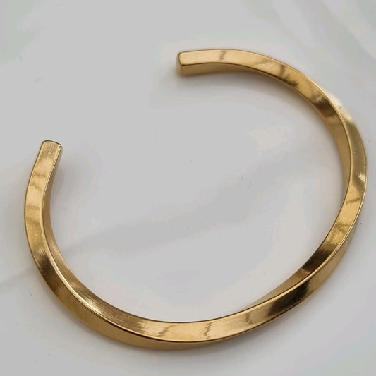 18k Gold Plated Twisted Cuff Bangle Stainless Steel