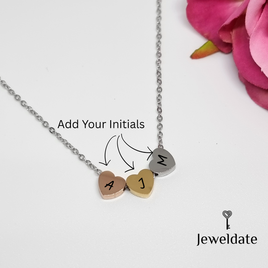 Personalised Heart Necklace, Minimalist Heart Charm Necklace, Custom Engraved Pendant
