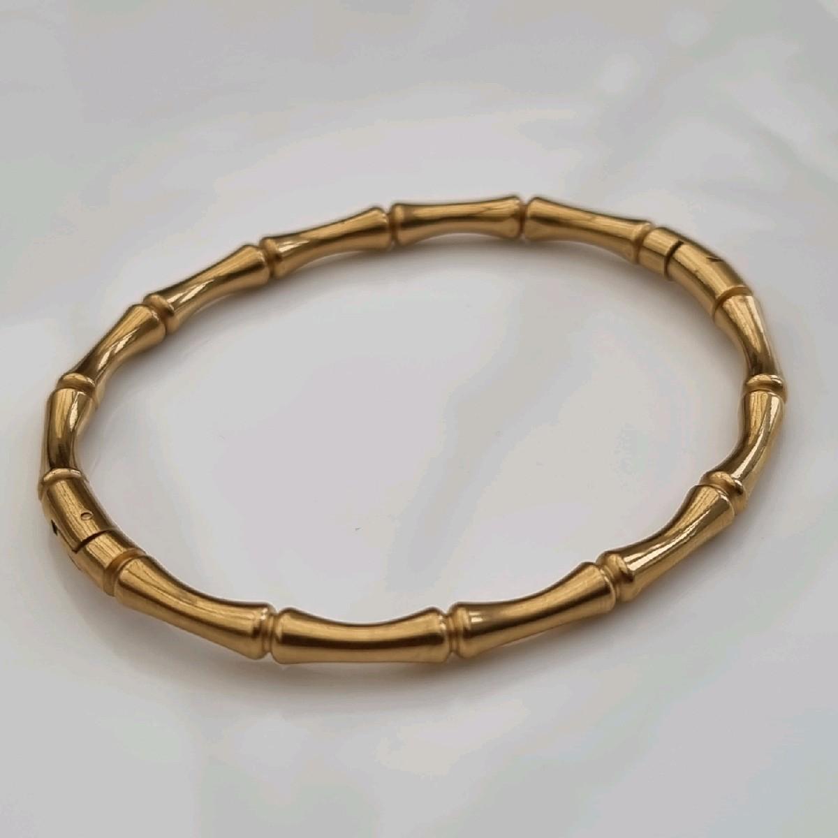 18K Gold Plated Bamboo Design Bangle Stainless Steel