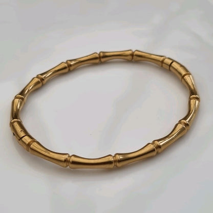 18K Gold Plated Bamboo Design Bangle Stainless Steel