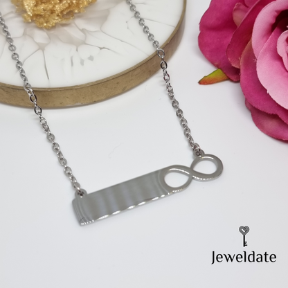 Personalised Necklace, Custom Engraved Infinity Bar pendant