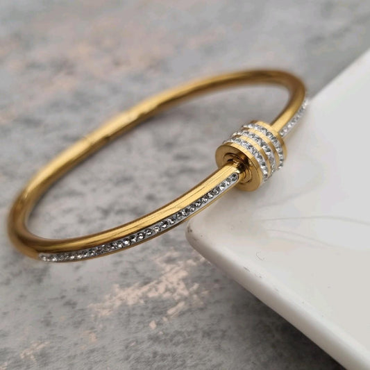 Gold Barrel Bangle 18k Gold Plated Bangle