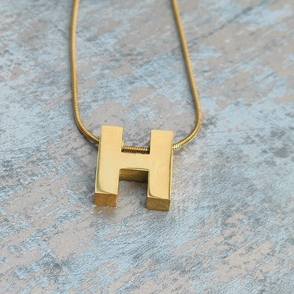 18k Gold Plated Necklace with H Pendant