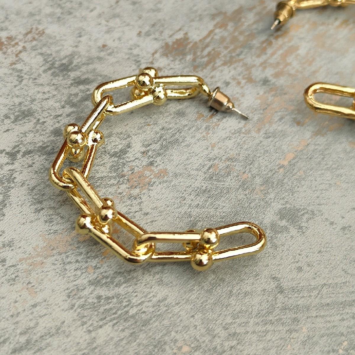 18k Gold Plated Open Hoop Paperclip Earrings