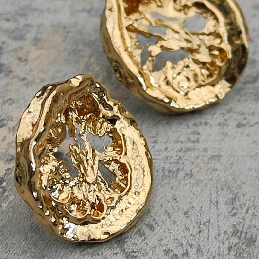 18K Gold Plated Abstract Stud Statement Earrings