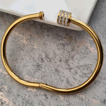 Gold Barrel Bangle 18k Gold Plated Bangle