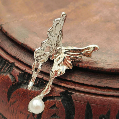 Silver Plated Butterfly Pearl Earrings