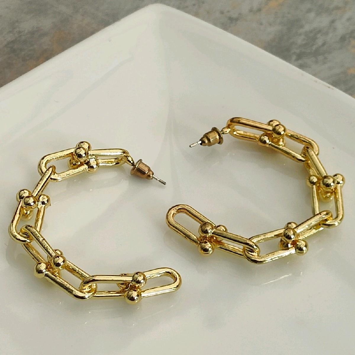 18k Gold Plated Open Hoop Paperclip Earrings