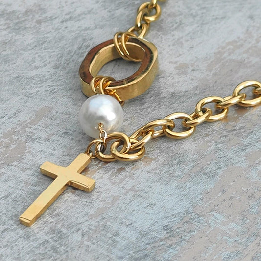 18K Gold Plated Trending Chunky Cross Pendant Necklace