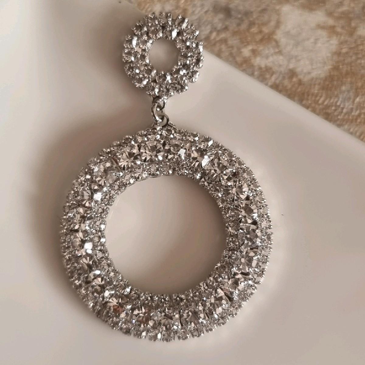 Sparkling Silver Plated Statement Earrings