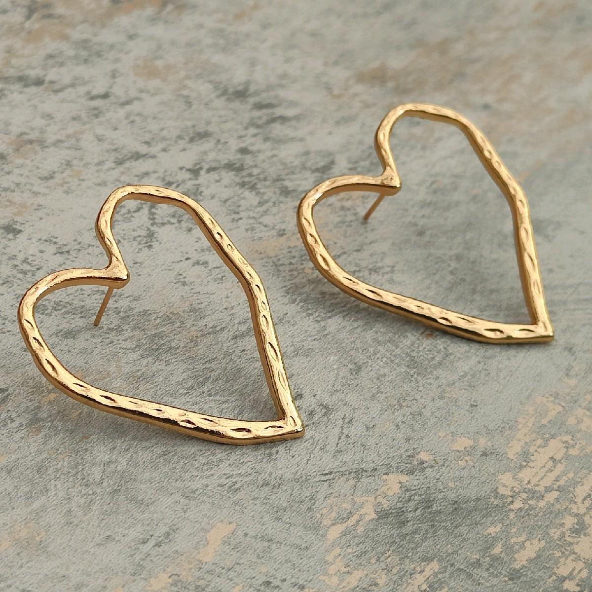 18K Gold Plated Abstract Heart Earrings