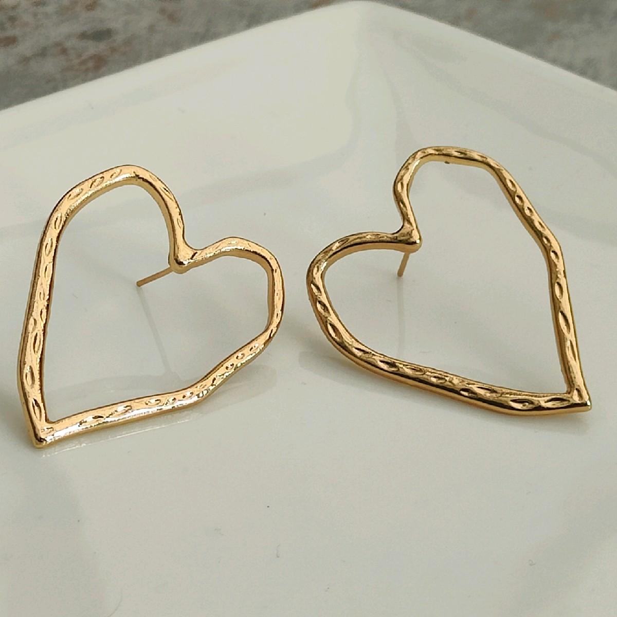 18K Gold Plated Abstract Heart Earrings