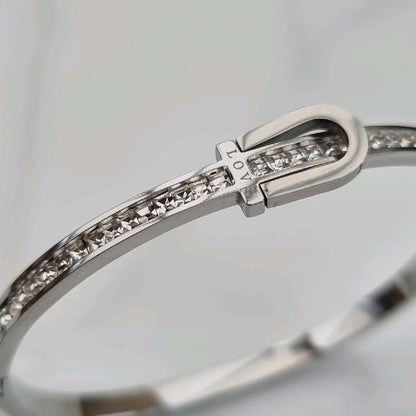 Gorgeous Silver Plated Horseshoe Zircon Bangle Stainless Steel