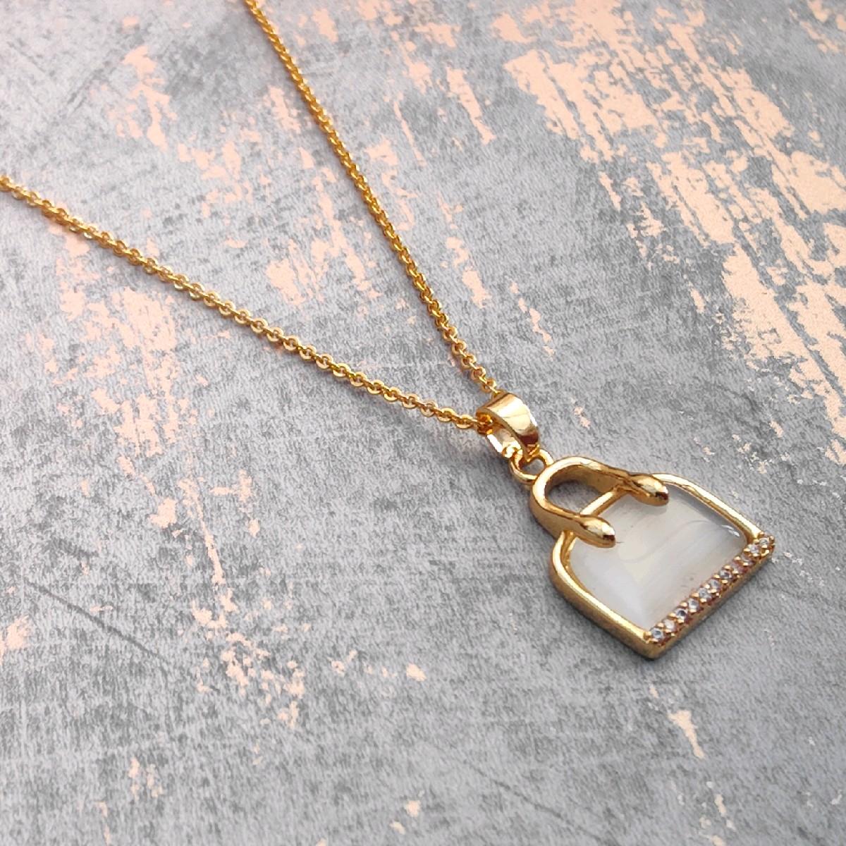18K Gold Plated Bag Pendant Necklace