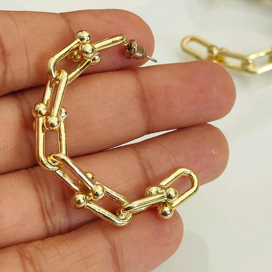 18k Gold Plated Open Hoop Paperclip Earrings