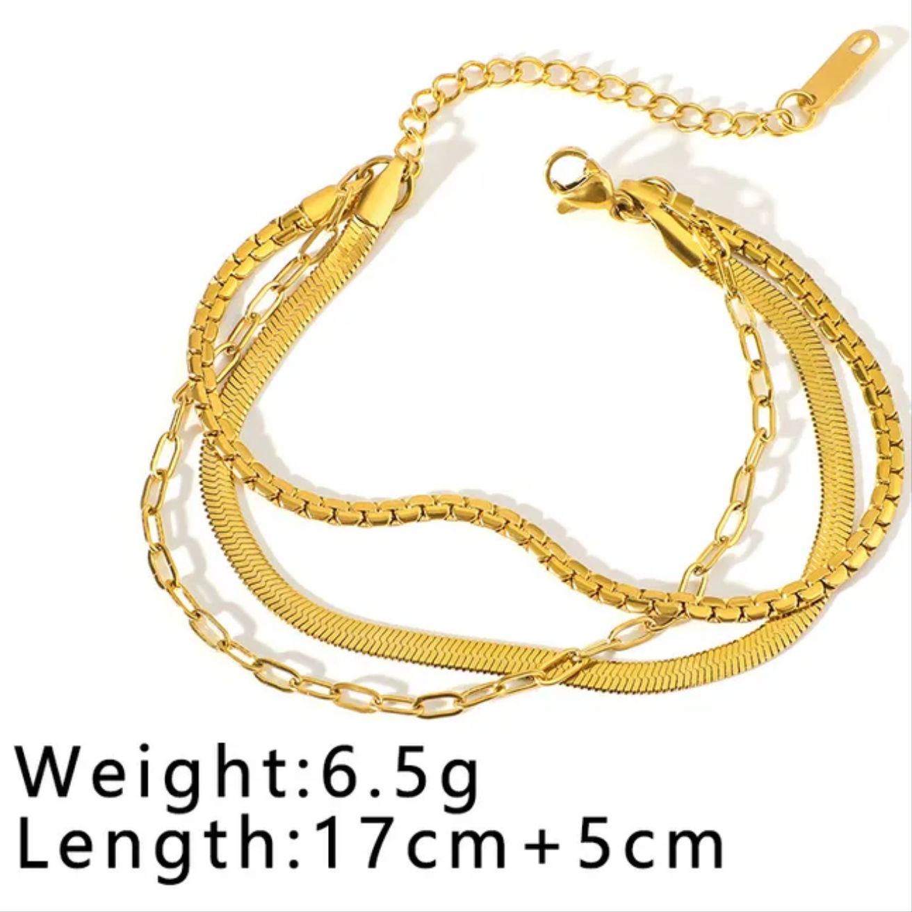 Trending Triple Layered Chain Gold Plated Bracelet