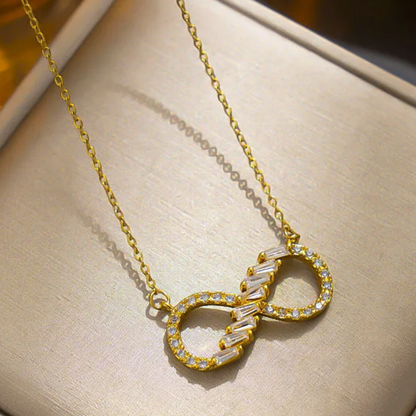Infinity Zircon Pendant Necklace 18K Gold Plated