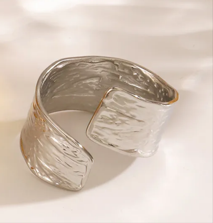 Silver Plated Twisted Statement Open Ring Stainless Steel Waterproof