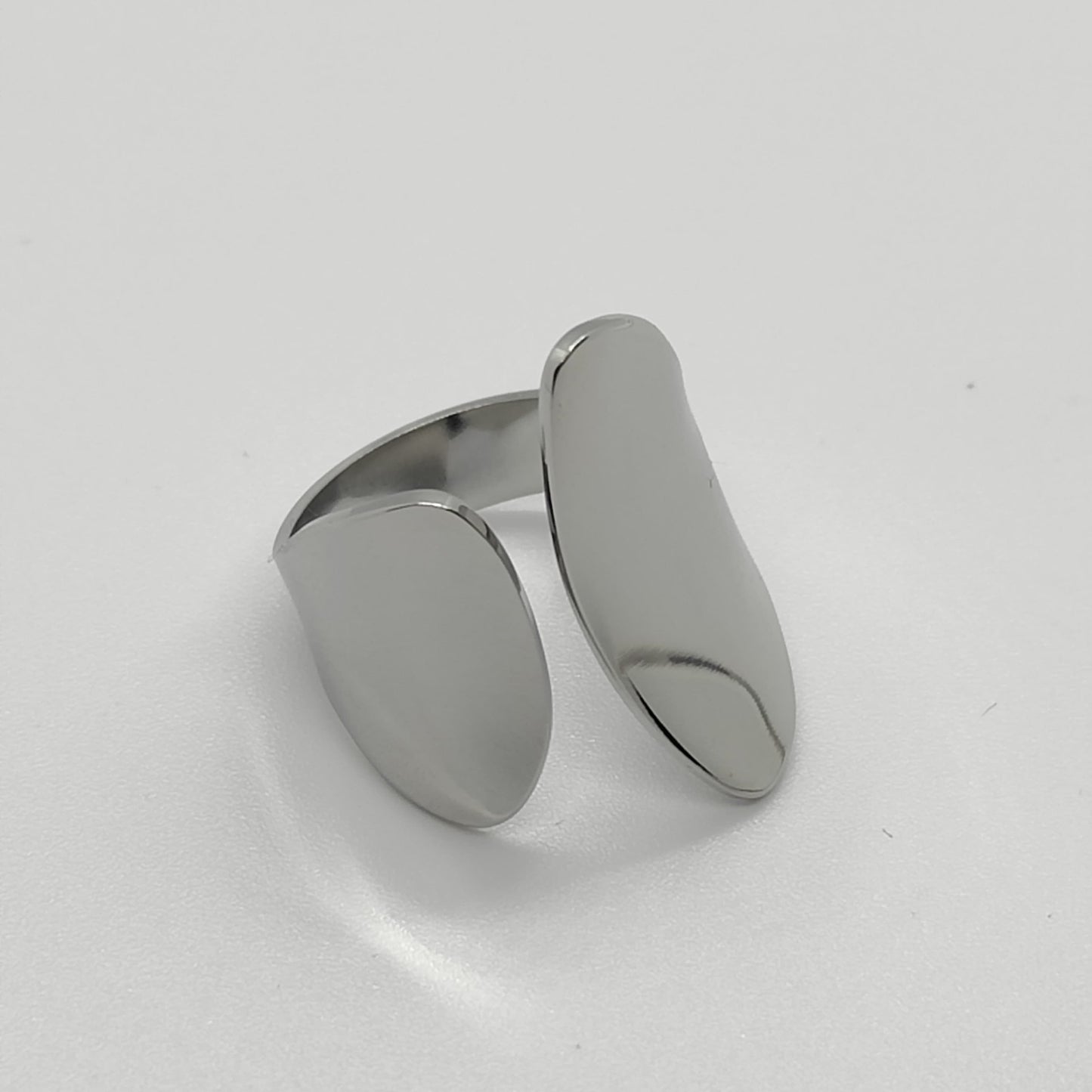 Silver Plated Abstract Statement Open Adjustable Ring Stainless Steel Tarnish Free