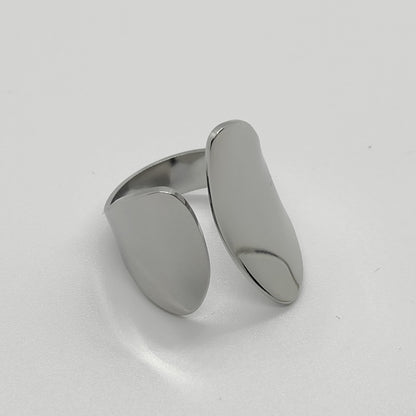 Silver Plated Abstract Statement Open Adjustable Ring Stainless Steel Tarnish Free