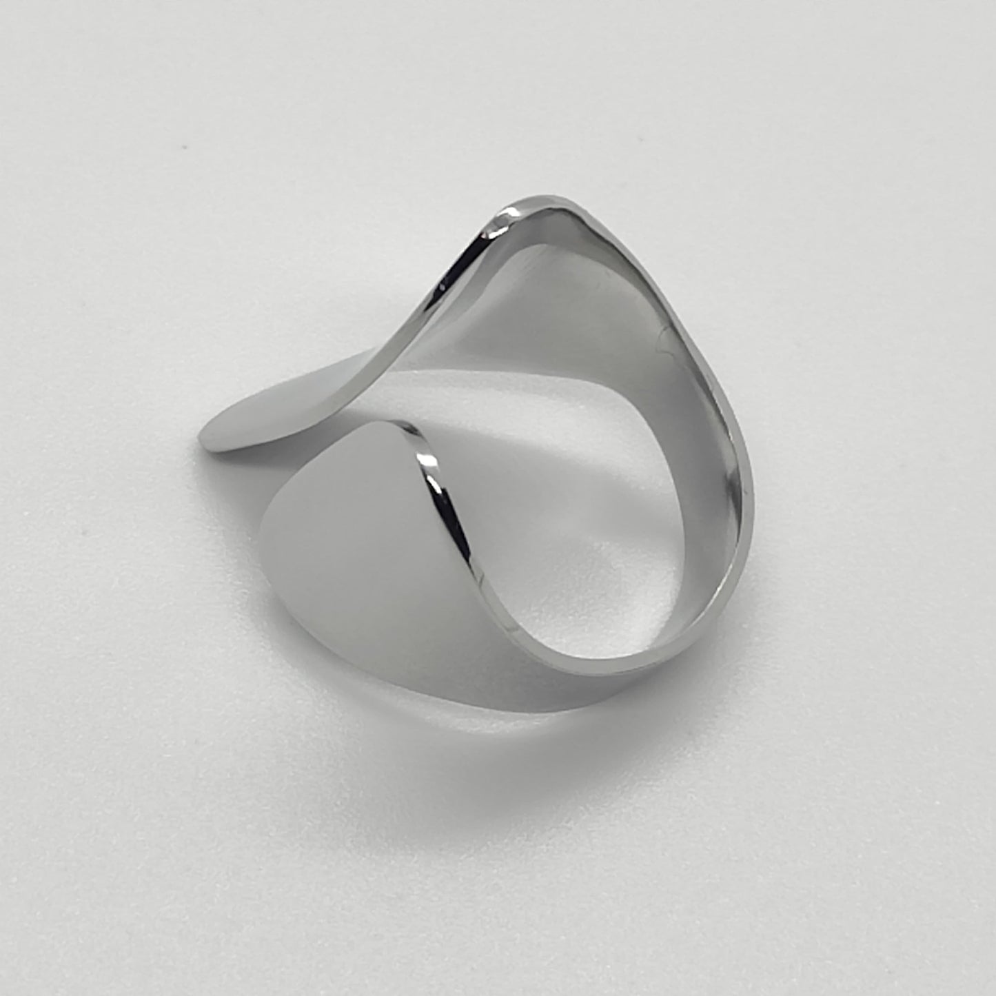 Silver Plated Abstract Statement Open Adjustable Ring Stainless Steel Tarnish Free