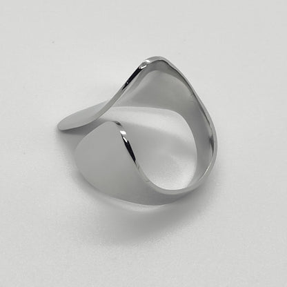 Silver Plated Abstract Statement Open Adjustable Ring Stainless Steel Tarnish Free