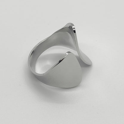 Silver Plated Abstract Statement Open Adjustable Ring Stainless Steel Tarnish Free