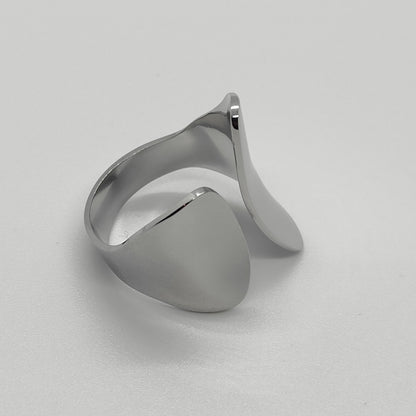 Silver Plated Abstract Statement Open Adjustable Ring Stainless Steel Tarnish Free