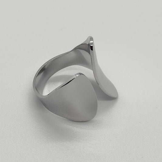 Silver Plated Abstract Statement Open Adjustable Ring Stainless Steel Tarnish Free