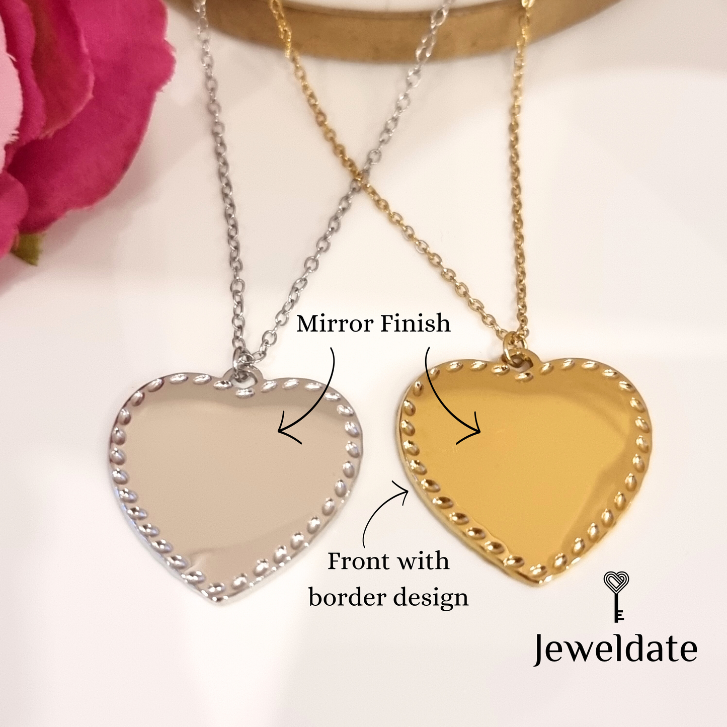 Personalised Necklace Gift Jewellery Custom Engraved Necklace Heart Pendant