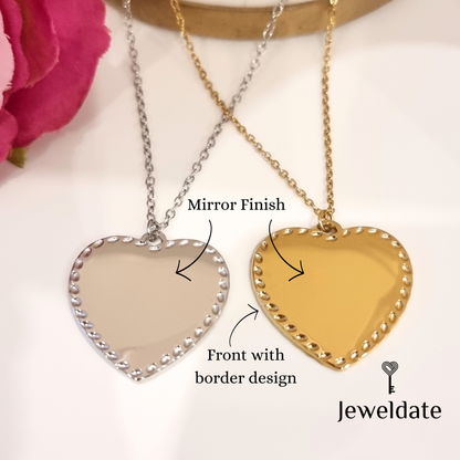 Personalised Necklace Gift Jewellery Custom Engraved Necklace Heart Pendant