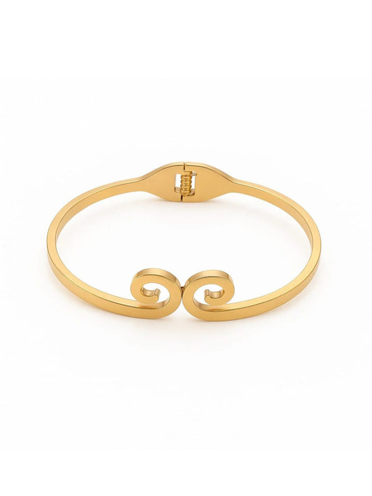 Gold Swirl Bangle, Stainless Steel Stacking Bangle