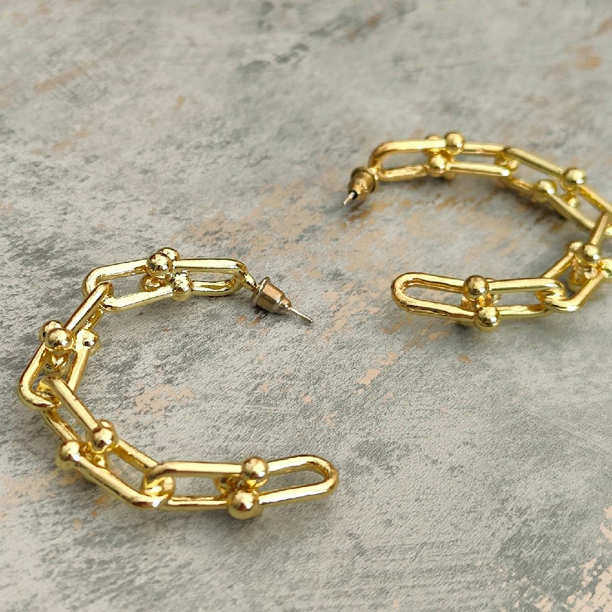 18k Gold Plated Open Hoop Paperclip Earrings