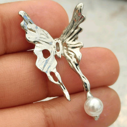 Silver Plated Butterfly Pearl Earrings