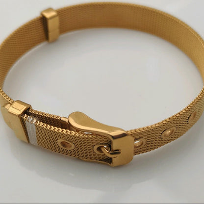 18K Gold Plated Adjustable Mesh  Bracelet Stainless Steel