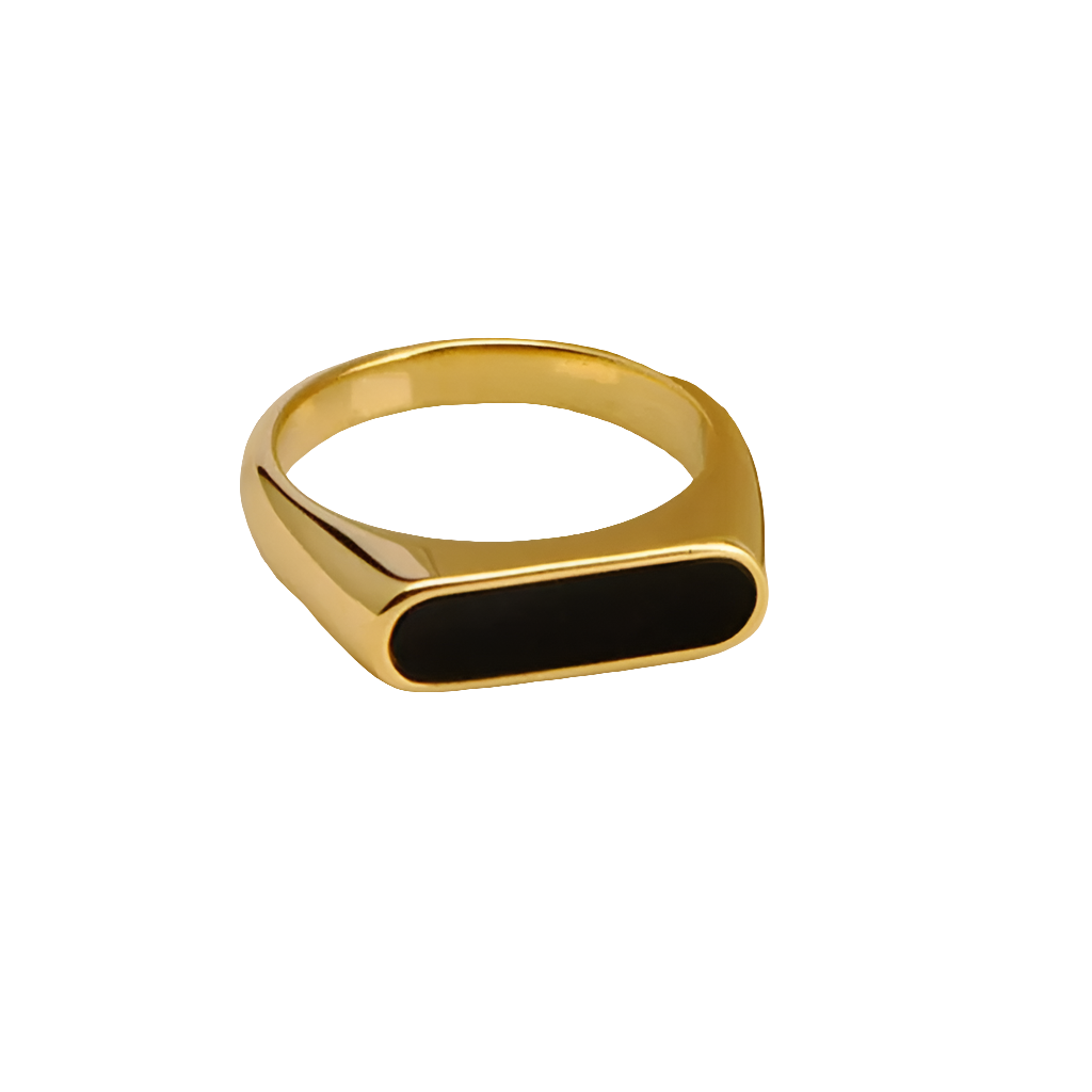 Black Gold Plated Statement Ring Stainless Steel Waterproof