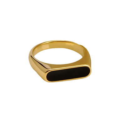 Black Gold Plated Statement Ring Stainless Steel Waterproof