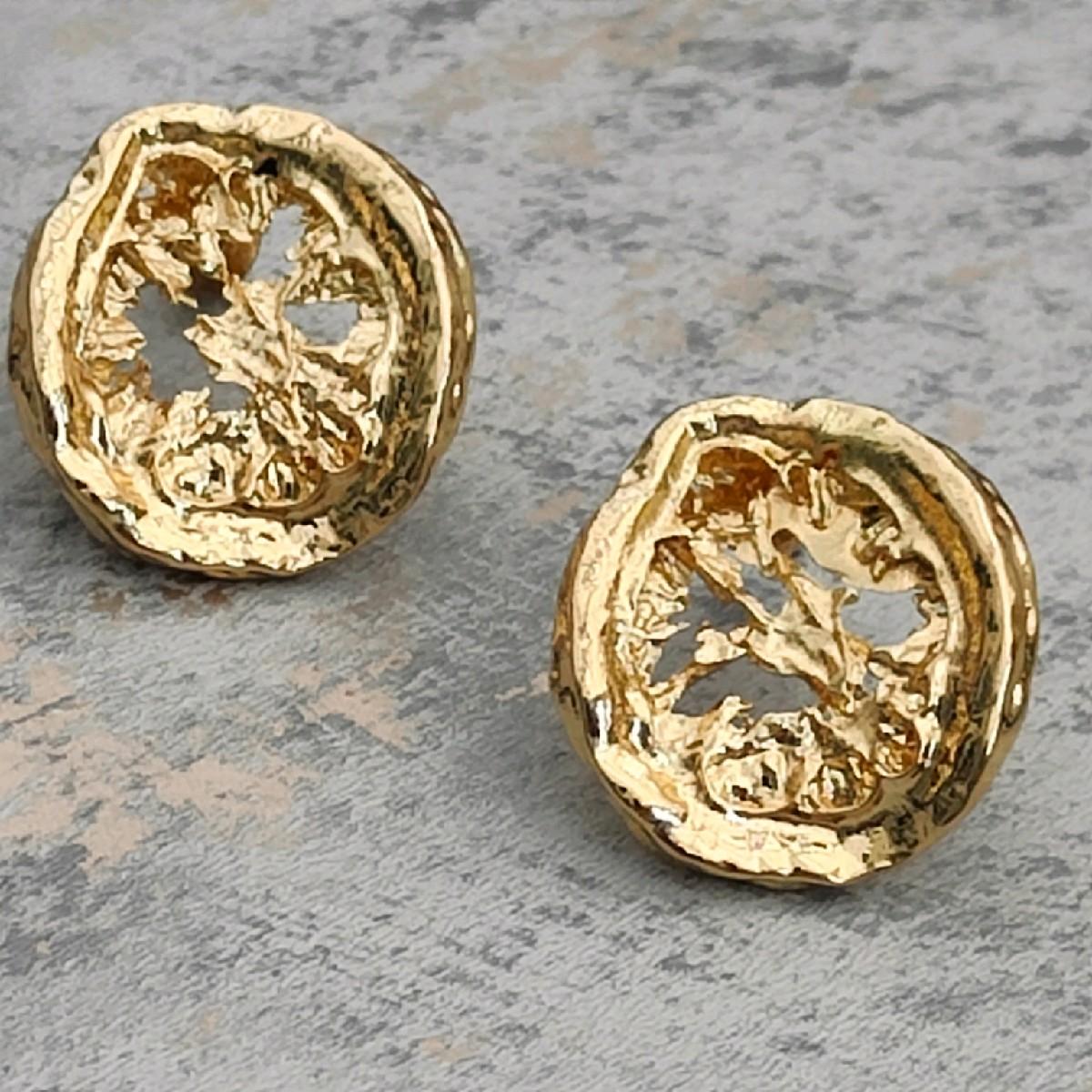 18K Gold Plated Abstract Stud Statement Earrings