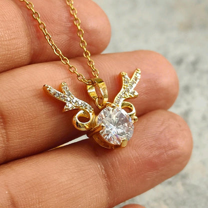 18K Gold Plated Necklace with CZ Diamond Wings Pendant