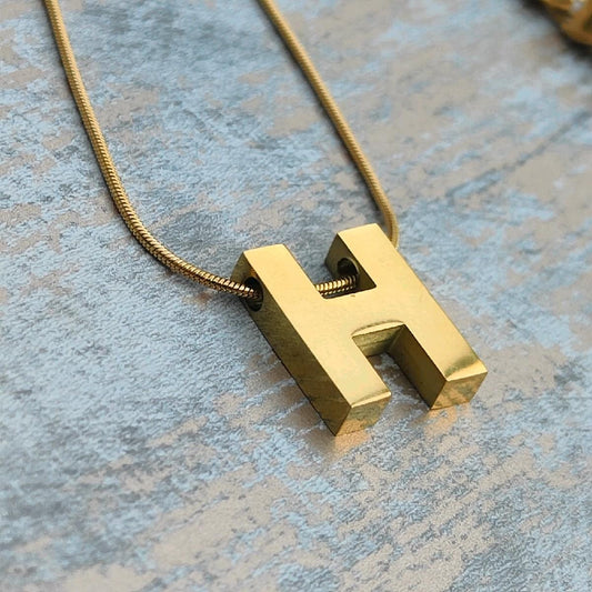 18k Gold Plated Necklace with H Pendant