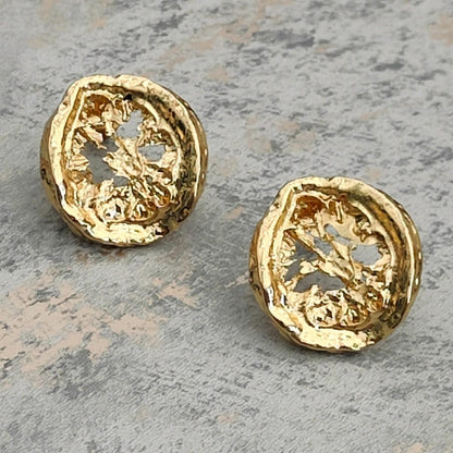 18K Gold Plated Abstract Stud Statement Earrings