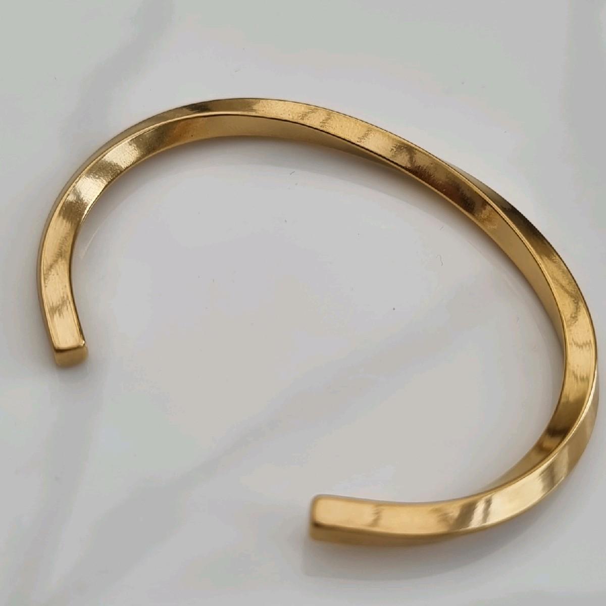 18k Gold Plated Twisted Cuff Bangle Stainless Steel